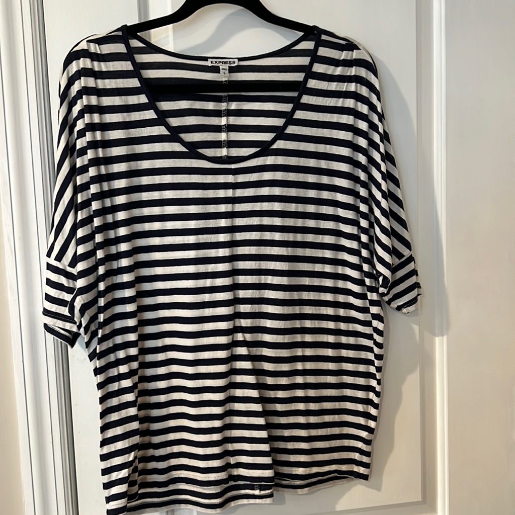 Express Large Navey Striped Top